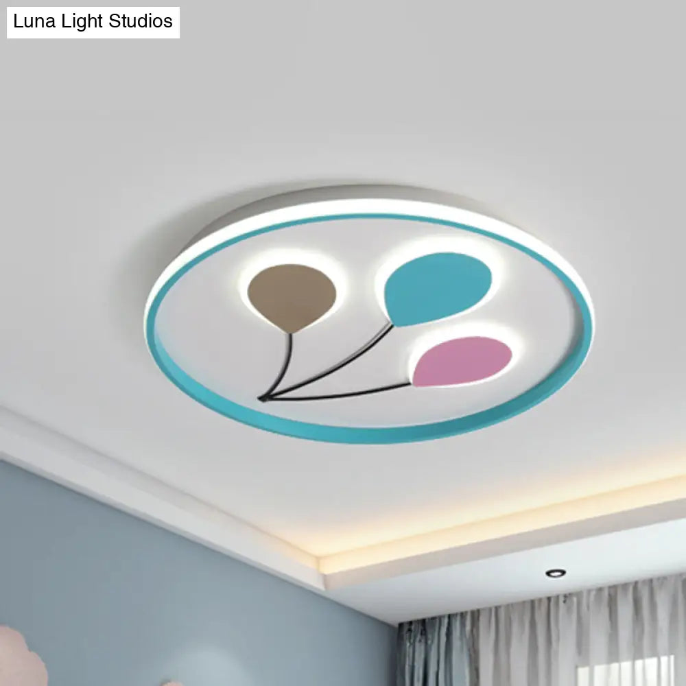 Blue Led Flush Ceiling Lamp Fixture With Cartoon Design - 3-Balloon Acrylic Mount Light In