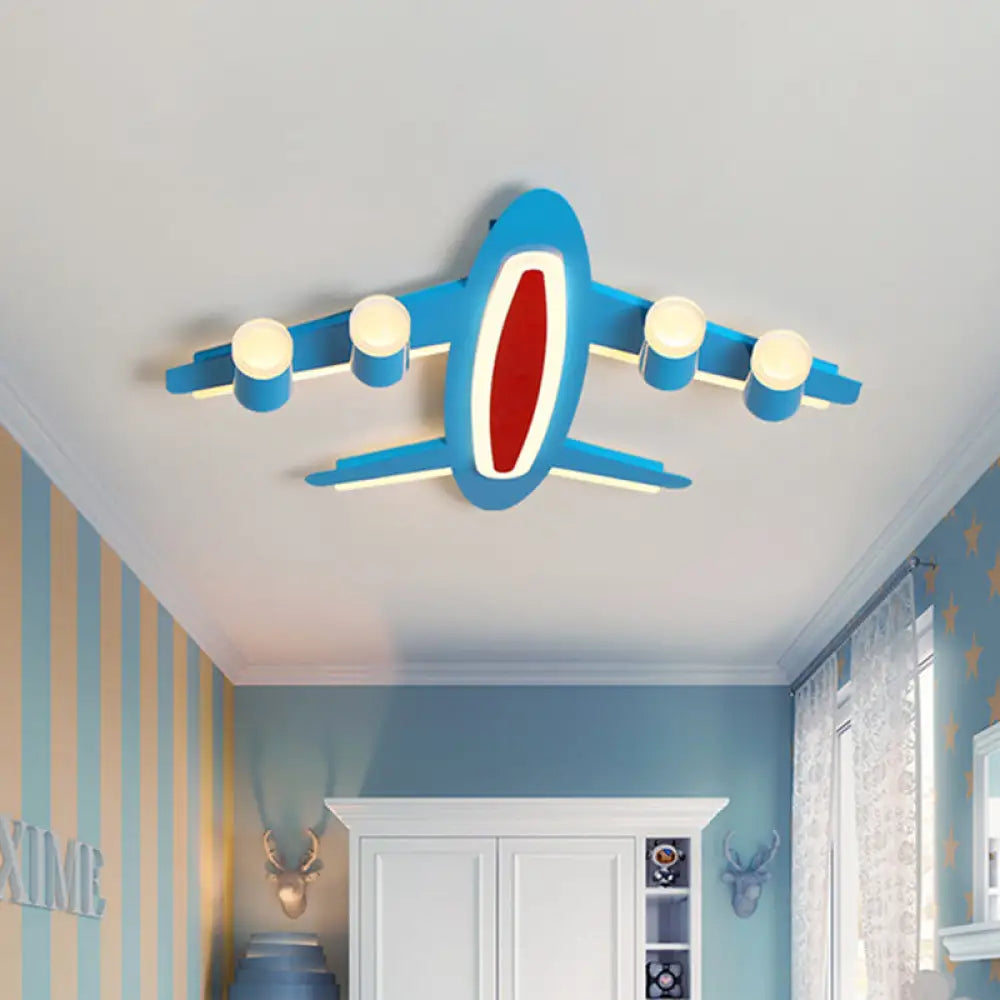 Blue Led Flush Mount Ceiling Light For Bedroom With Creative Acrylic Finish