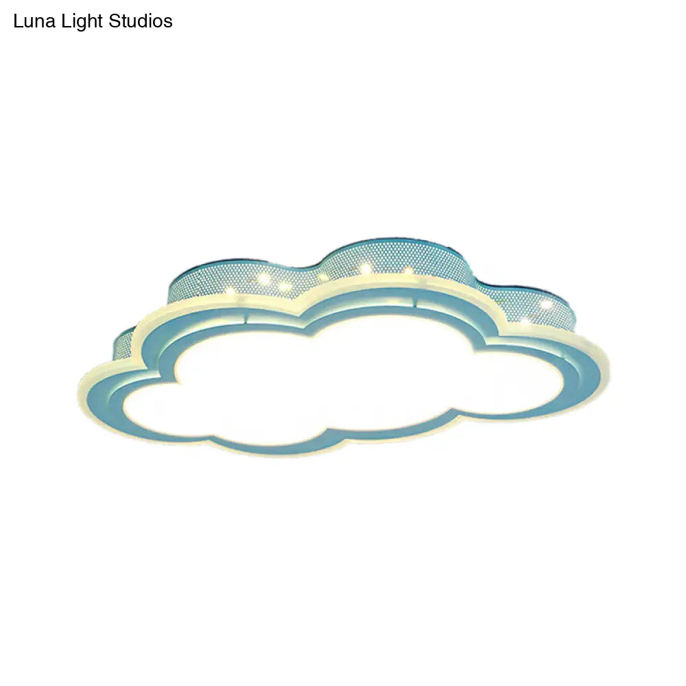 Blue Led Hollow Cloud Ceiling Lamp For Contemporary Kid’s Bedroom