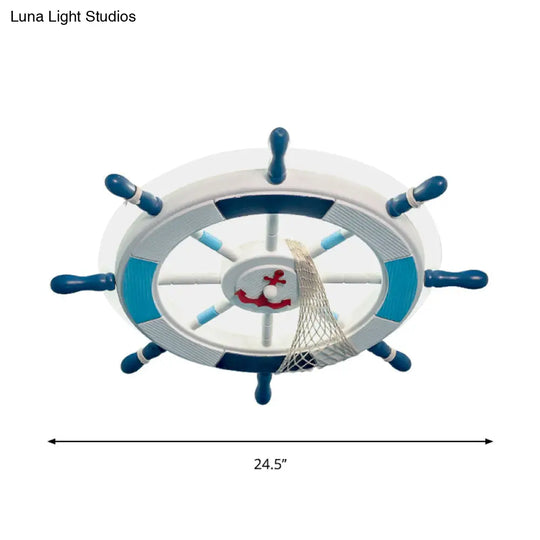 Blue Led Round Acrylic Ceiling Light With Creative Rudder Design - Flushmount Lighting