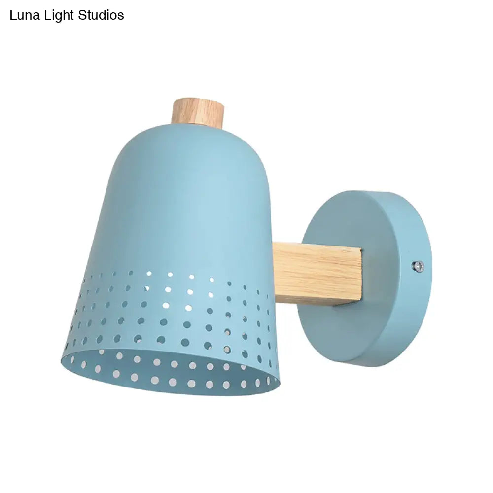 Blue Macaron Metallic 1 Bulb Wall Sconce Lighting 5 W - Tapered Fixture For Restaurants