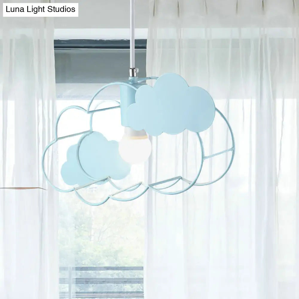 Blue Metal Hanging Ceiling Light - Single Bulb Pendant With Round Canopy From Creative Cloud Frame