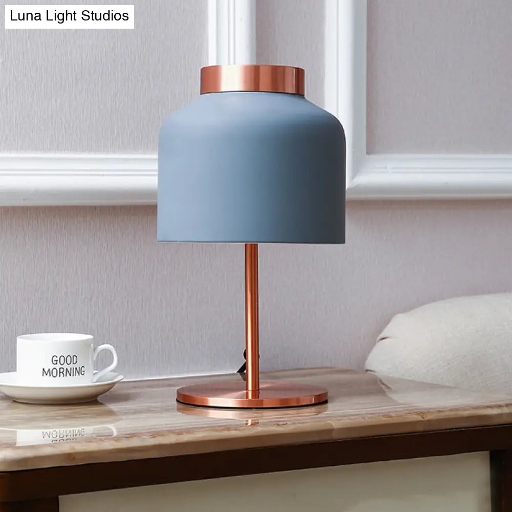 Blue Metal Jar Nightstand Lamp - Modernist Design For Living Room