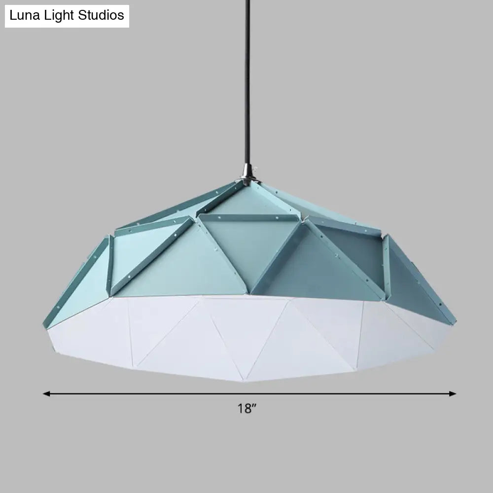 Blue Metal Suspension Light For Modern Dining Room - 1-Light Down Lighting