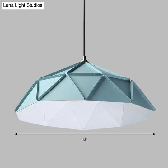 Blue Metal Suspension Light For Modern Dining Room - 1-Light Down Lighting