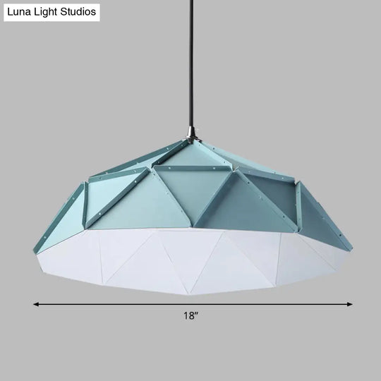 Blue Metal Suspension Light For Modern Dining Room - 1 Down