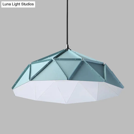 Blue Metal Suspension Light For Modern Dining Room - 1-Light Down Lighting