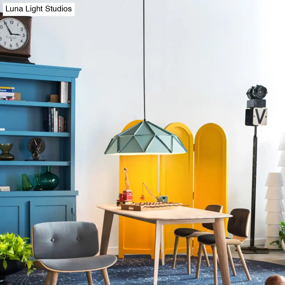 Blue Metal Suspension Light For Modern Dining Room - 1 Down