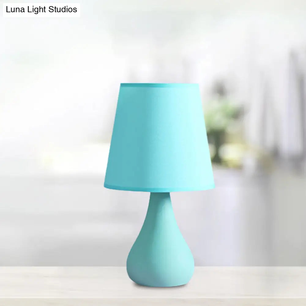 Blue/Pink Ceramic Urn Table Lamp - Nordic Style Night Reading Light With Fabric Shade