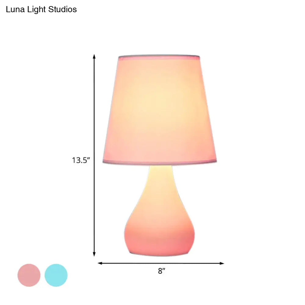 Blue/Pink Ceramic Urn Table Lamp - Nordic Style Night Reading Light With Fabric Shade