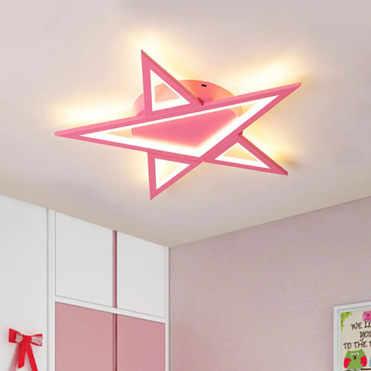 Blue/Pink Led Acrylic Star Flush Mount For Modern Bedroom Ceiling Lighting Pink