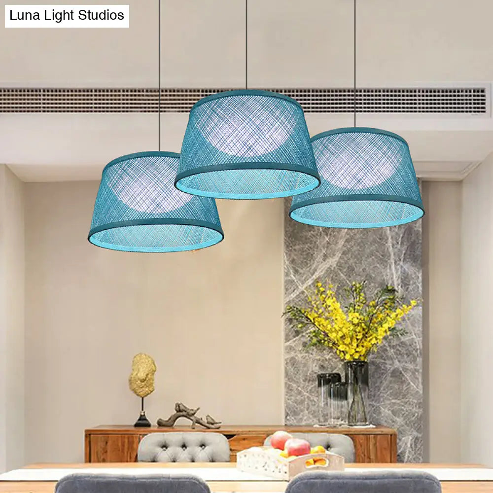 Blue Rope Drum Ceiling Hang Fixture In 16’/20.5’/24’ W With 1-Light Drop Pendant And Inner