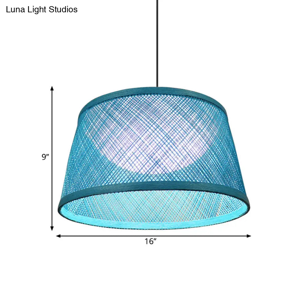 Blue Rope Drum Ceiling Hang Fixture In 16’/20.5’/24’ W With 1-Light Drop Pendant And Inner