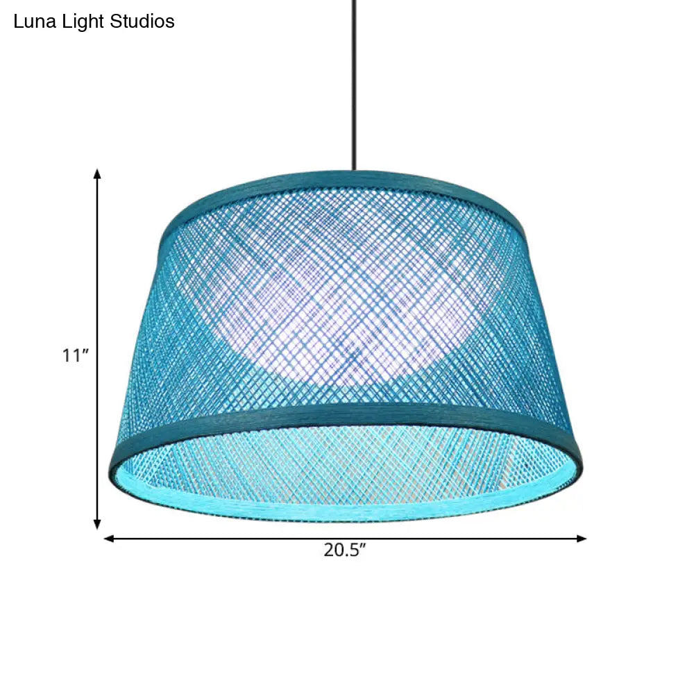 Blue Rope Drum Ceiling Hang Fixture In 16’/20.5’/24’ W With 1-Light Drop Pendant And Inner