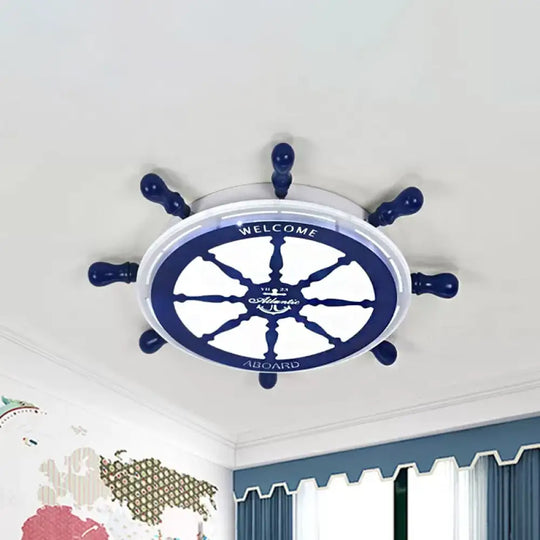Blue Rudder Design Led Flushmount Ceiling Light For Modern Circular Sleeping Room