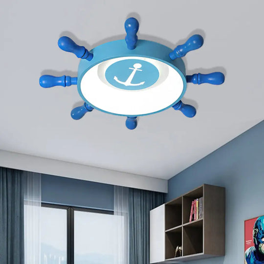 Blue Rudder Kids Led Flush Mount Fixture - 19.5’/23.5’ W Warm/White Light Aluminum & Acrylic