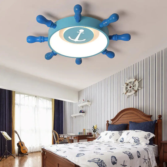 Blue Rudder Kids Led Flush Mount Fixture - 19.5’/23.5’ W Warm/White Light Aluminum & Acrylic