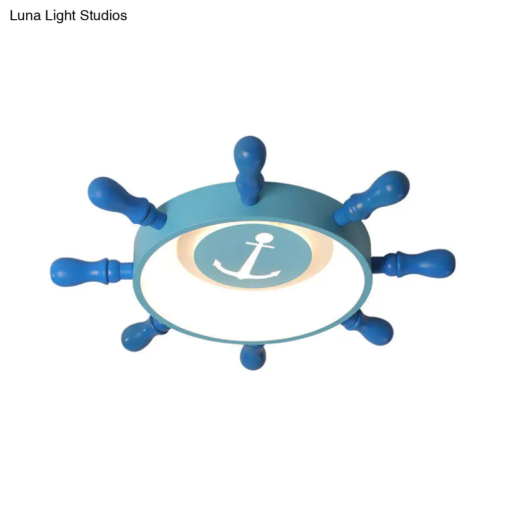 Blue Rudder Kids Led Flush Mount Fixture - 19.5/23.5 W Warm/White Light Aluminum & Acrylic Pendant