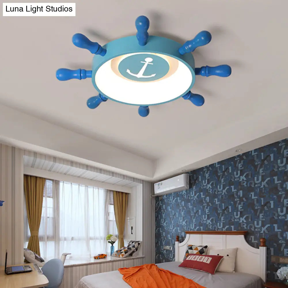 Blue Rudder Kids Led Flush Mount Fixture - 19.5/23.5 W Warm/White Light Aluminum & Acrylic Pendant