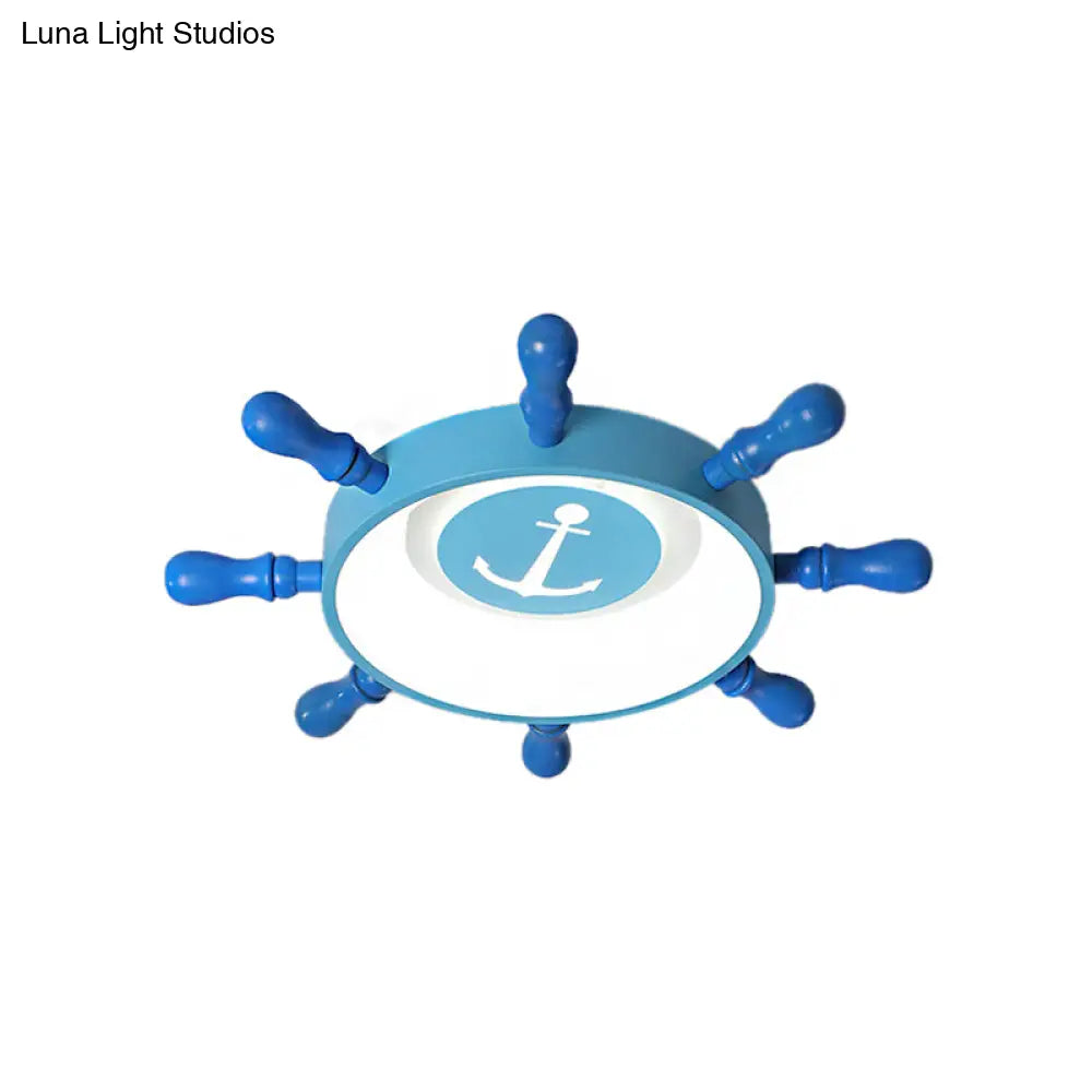 Blue Rudder Kids Led Flush Mount Fixture - 19.5’/23.5’ W Warm/White Light Aluminum & Acrylic Pendant