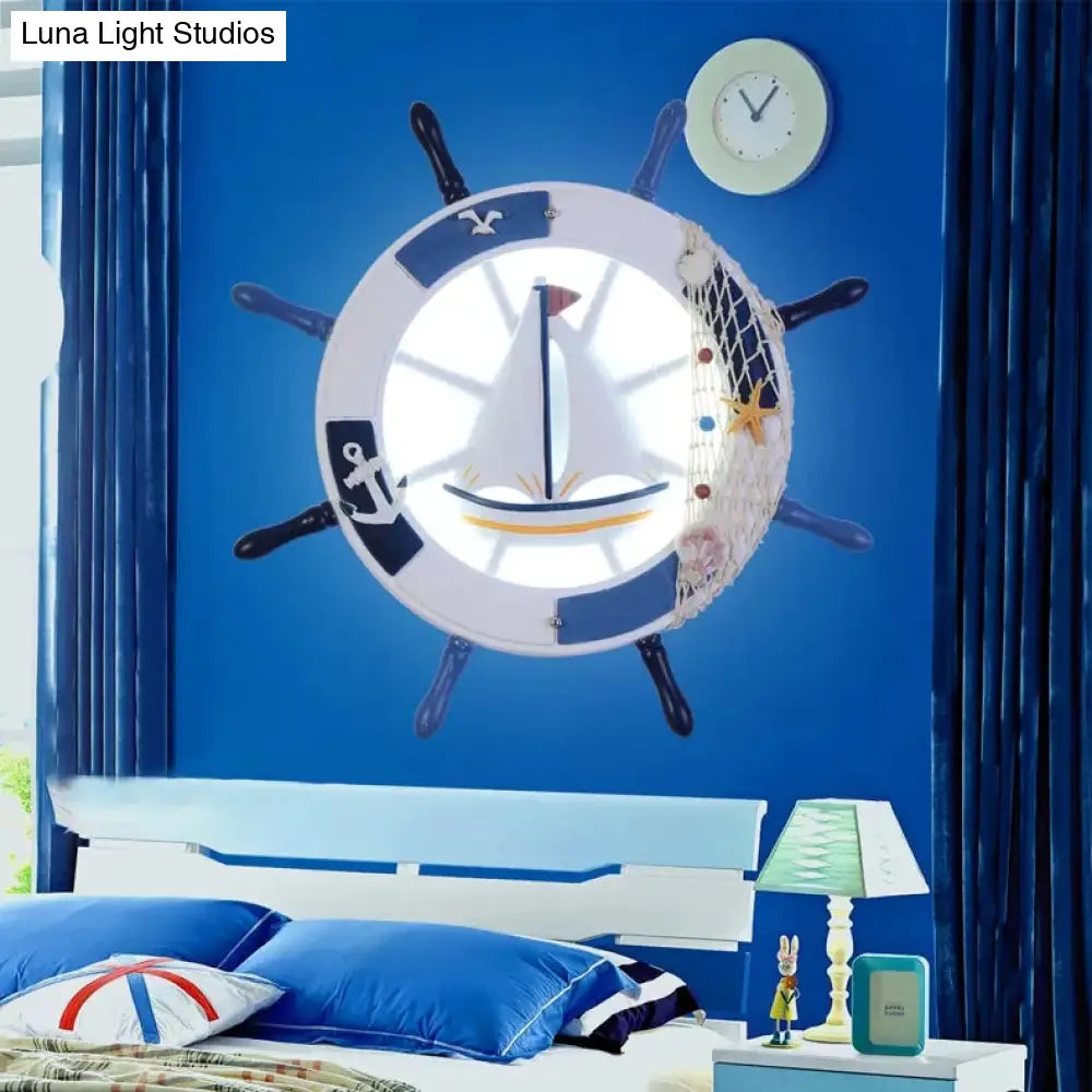 Blue Rudder Wall Light - Creative Acrylic Led Sconce For Kids Bedroom