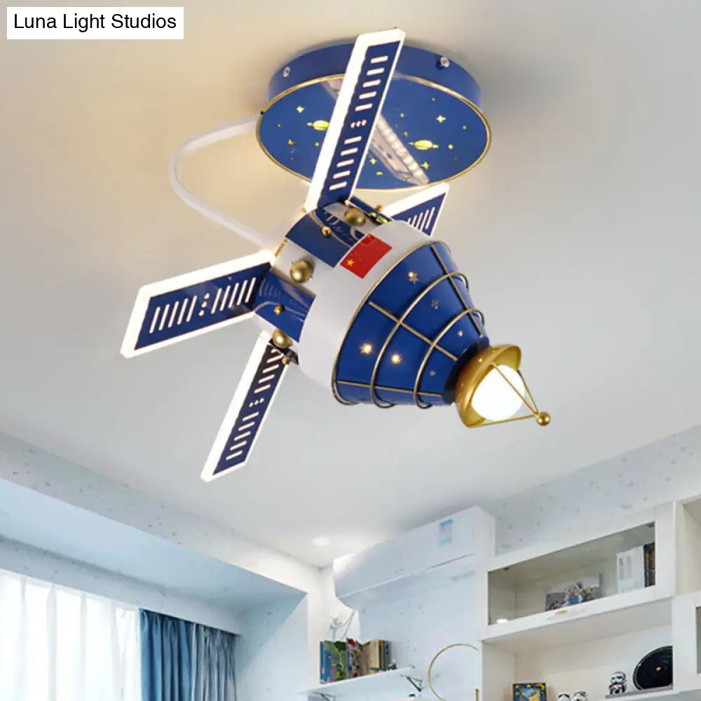 Blue Satellite Led Flush Mount Ceiling Fixture With Modernist Metal Shade And Lighting