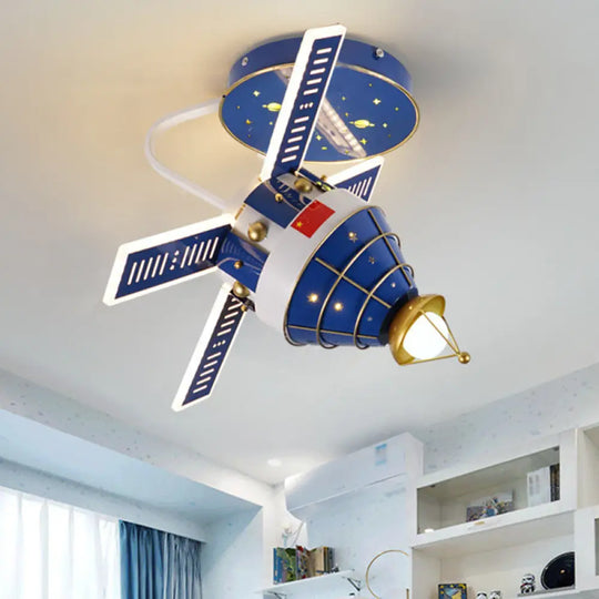 Blue Satellite Led Flush Mount Ceiling Fixture With Modernist Metal Shade And Lighting