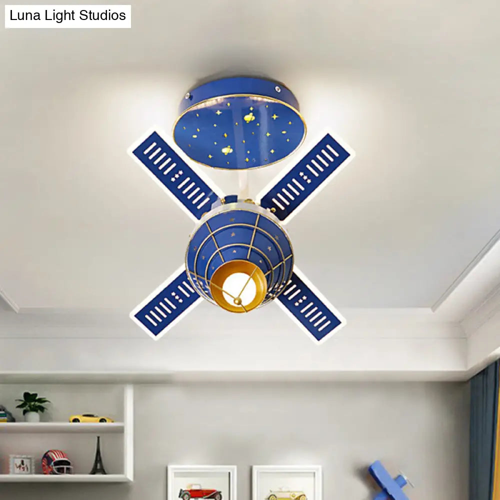 Blue Satellite Led Flush Mount Ceiling Fixture With Modernist Metal Shade And Lighting