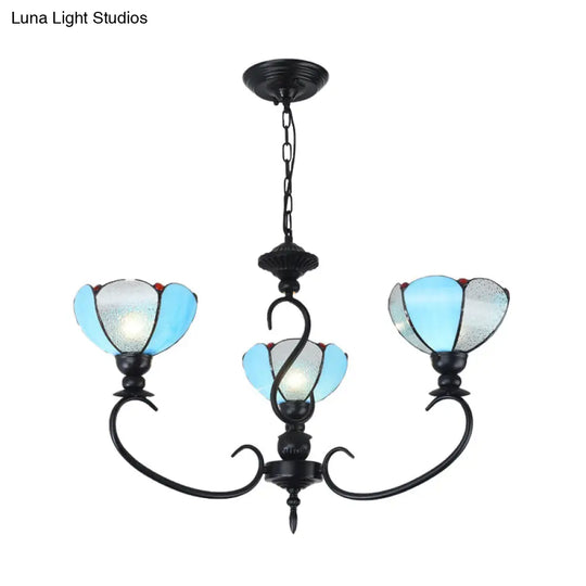 Blue Scalloped Chandelier With Baroque Design - 3 To 8 Lights Clear & Glass Perfect For Dining Room