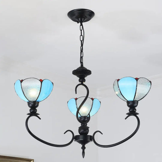 Blue Scalloped Chandelier With Baroque Design - 3 To 8 Lights Clear & Glass Perfect For Dining Room