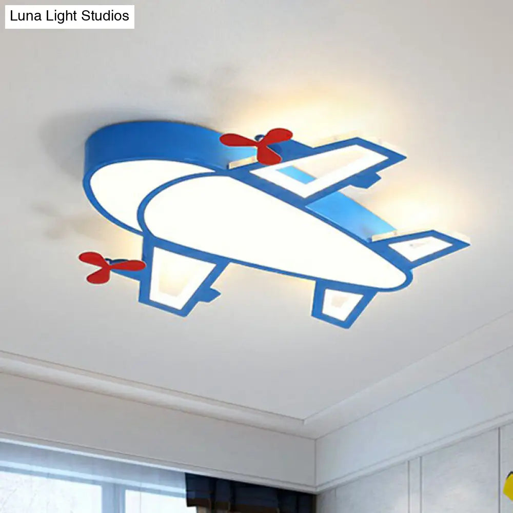 Blue Simplicity Plane Led Nursery Ceiling Flush Mount Light