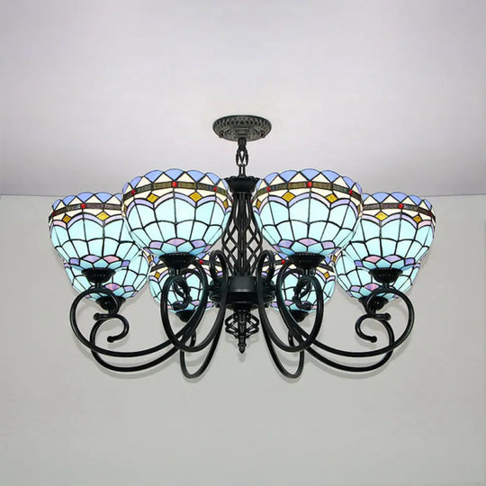 Blue Stained Glass Baroque Pendant Light For Hotel Ceilings