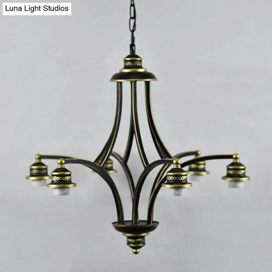 Blue Stained Glass Tiffany Chandelier - 6-Light Adjustable Chain 23.5 Wide Hanging Light For Living