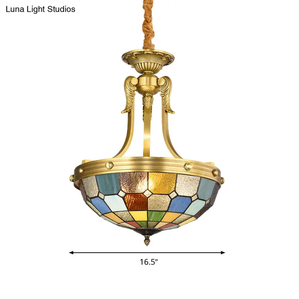 Tiffany Chandelier Lighting: 3-Light Blue Glass Pendant For Kitchen