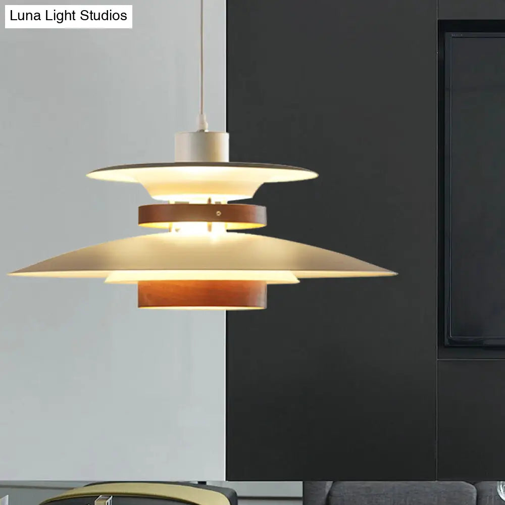 Metal Ufo Pendant Light With Adjustable Cord - Creative One-Light Design Shop Bookstore Dark Wood