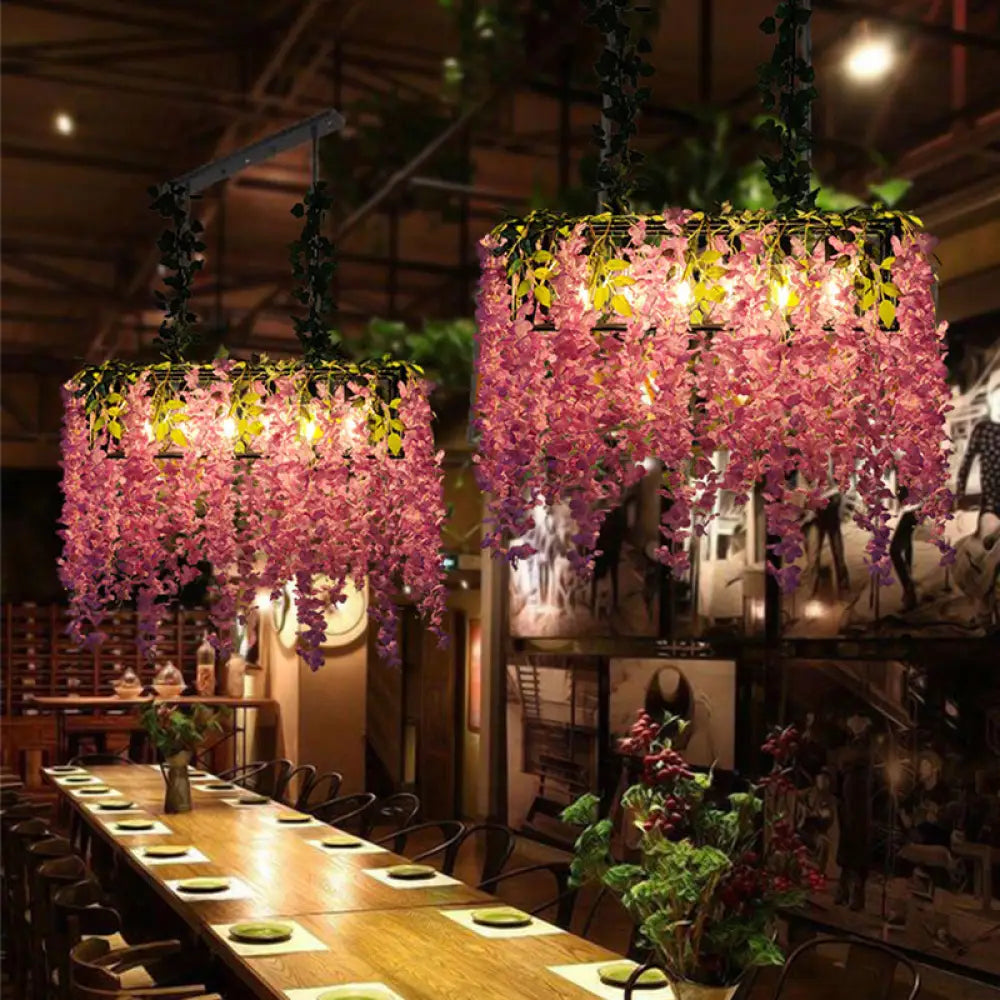 Botanic Farmhouse Chandelier Pendant For Restaurant Decor Pink