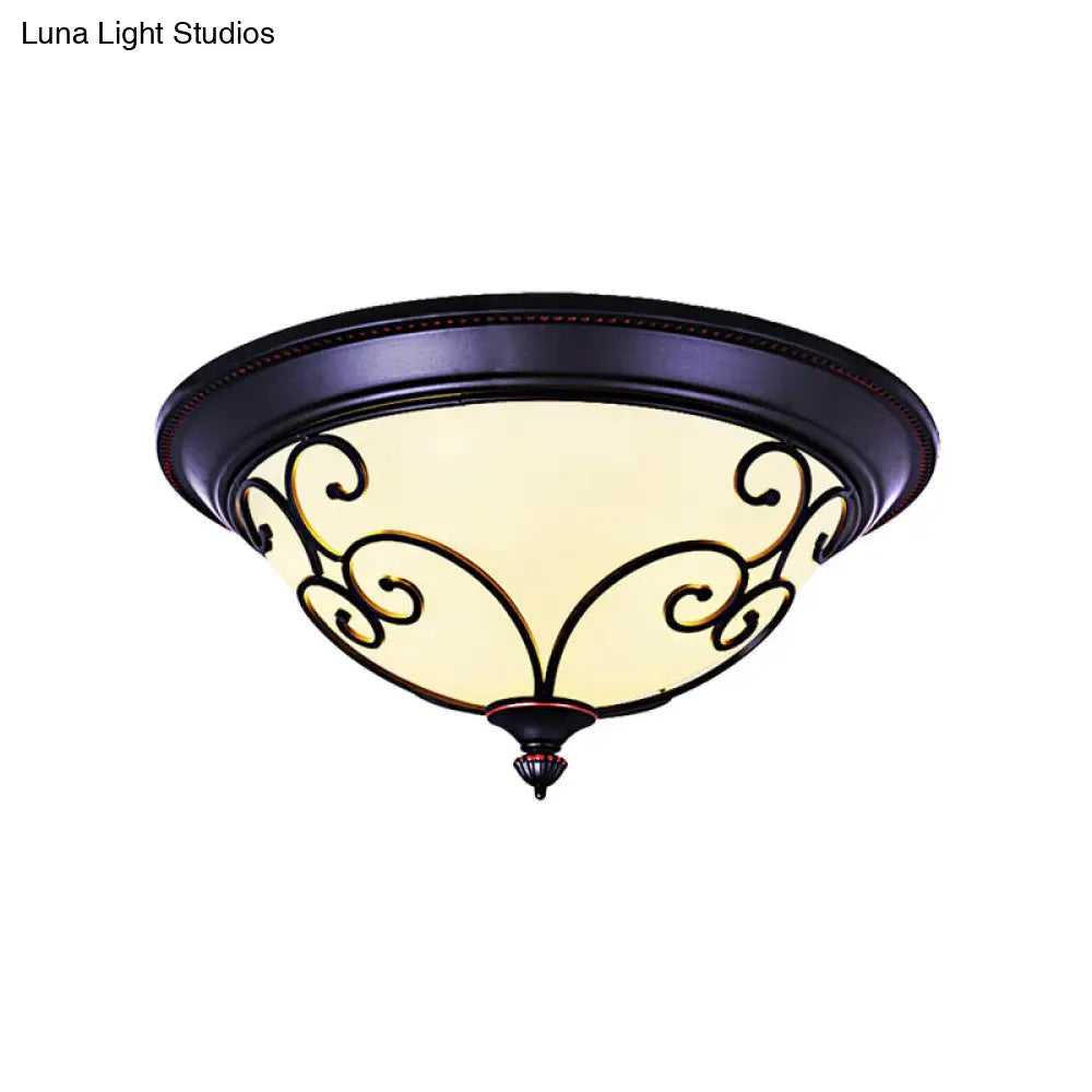 Bowl Bedroom Flush Mount Lamp - Classic Frosted Glass Led Ceiling Light White Warm/White 12.5/19.5