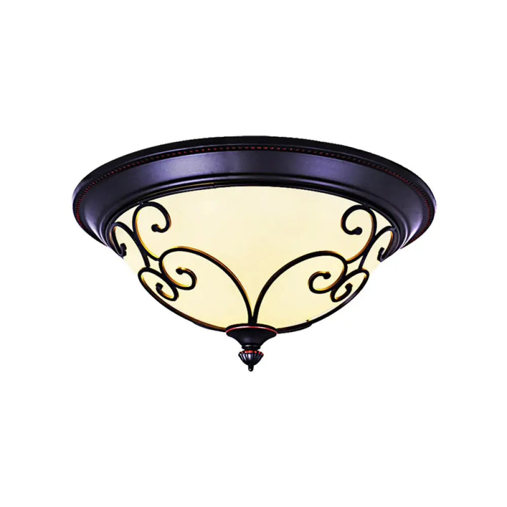 Bowl Bedroom Flush Mount Lamp - Classic Frosted Glass Led Ceiling Light White Warm/White