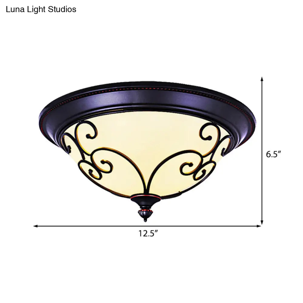 Bowl Bedroom Flush Mount Lamp - Classic Frosted Glass Led Ceiling Light White Warm/White 12.5/19.5