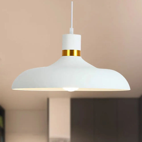 Bowl-Shaded Pendant Light: Aluminum Fixture For Contemporary Living Room Decor White