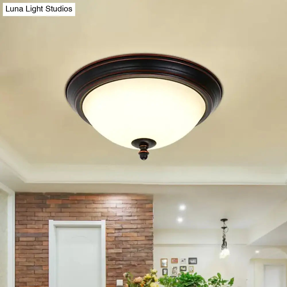 Bowl Shaped Led Ceiling Light In Minimalist Black/Bronze/Dark Coffee Milk Glass Flush Mount Fixture