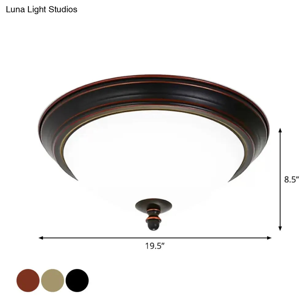 Bowl Shaped Led Ceiling Light In Minimalist Black/Bronze/Dark Coffee Milk Glass Flush Mount Fixture