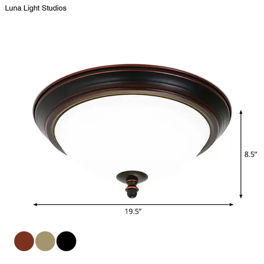 Bowl Shaped Led Ceiling Light In Minimalist Black/Bronze/Dark Coffee Milk Glass Flush Mount Fixture