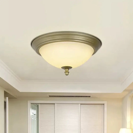 Bowl Shaped Led Ceiling Light In Minimalist Black/Bronze/Dark Coffee Milk Glass Flush Mount Fixture