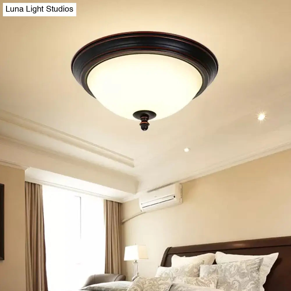 Bowl Shaped Led Ceiling Light In Minimalist Black/Bronze/Dark Coffee Milk Glass Flush Mount Fixture