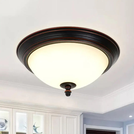 Bowl Shaped Led Ceiling Light In Minimalist Black/Bronze/Dark Coffee Milk Glass Flush Mount Fixture