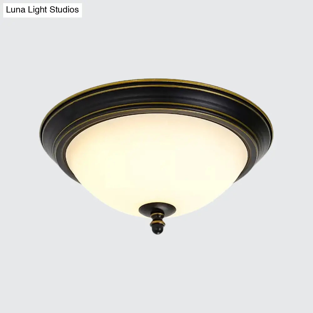 Bowl Shaped Led Ceiling Light In Minimalist Black/Bronze/Dark Coffee Milk Glass Flush Mount Fixture