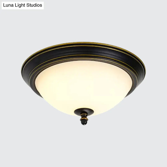 Bowl Shaped Led Ceiling Light In Minimalist Black/Bronze/Dark Coffee Milk Glass Flush Mount Fixture