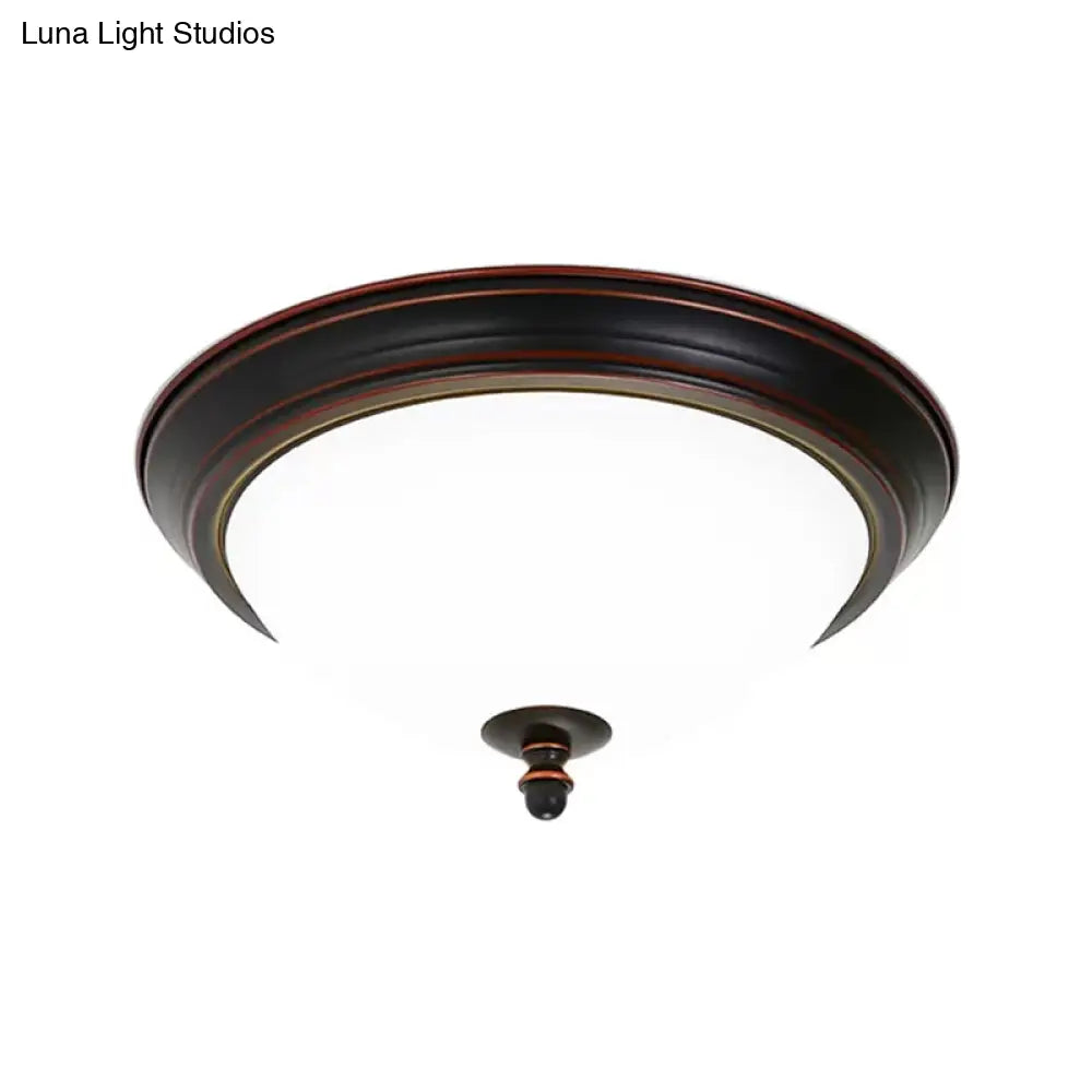 Bowl Shaped Led Ceiling Light In Minimalist Black/Bronze/Dark Coffee Milk Glass Flush Mount Fixture