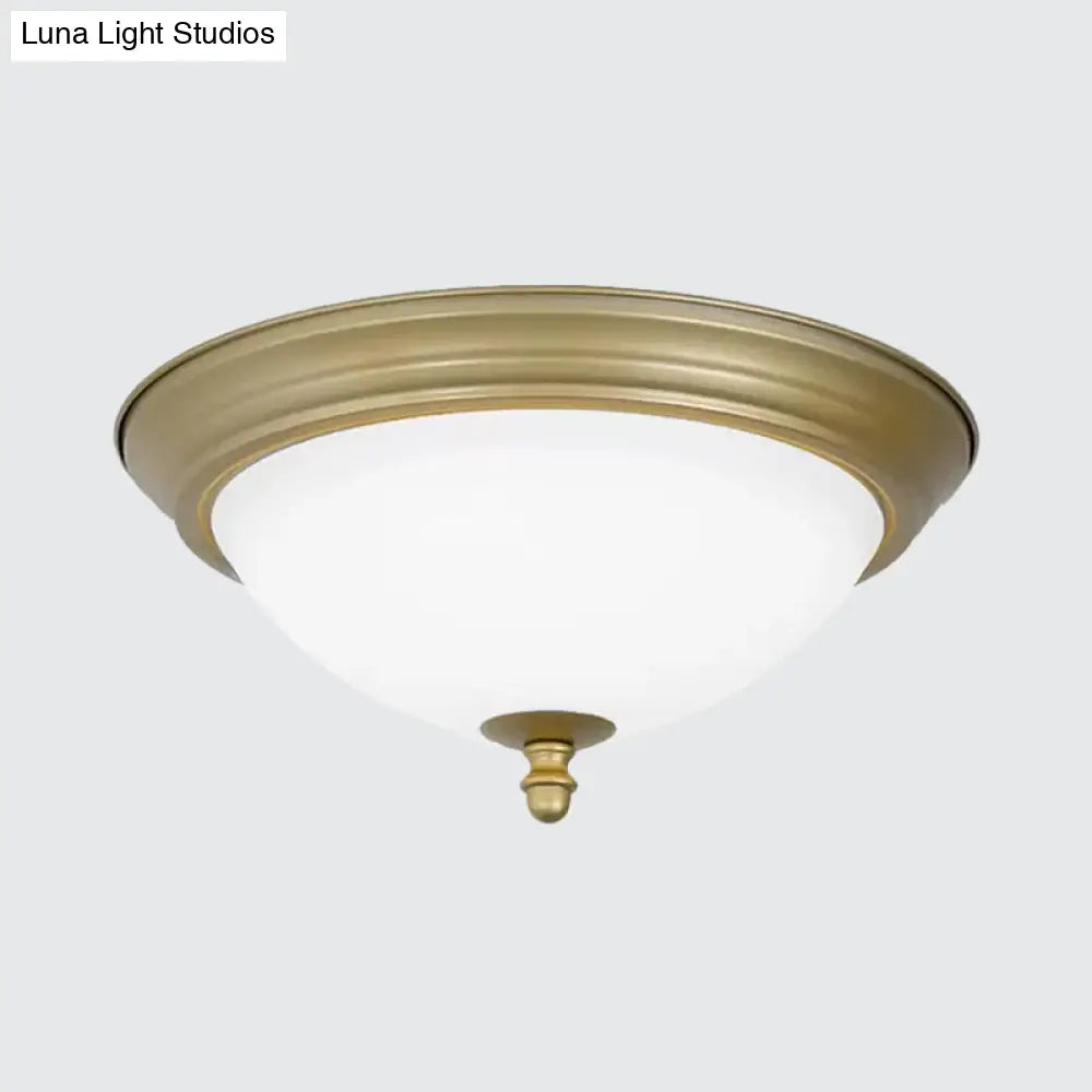 Bowl Shaped Led Ceiling Light In Minimalist Black/Bronze/Dark Coffee Milk Glass Flush Mount Fixture